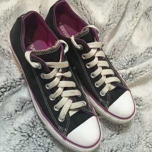Black and White with Purple outline Converse